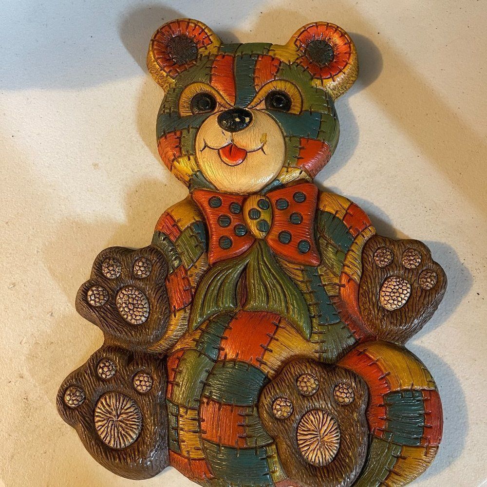 Vintage Patchwork Quilt Bear Wall Hanging Decor Nursery Baby Kids Room
